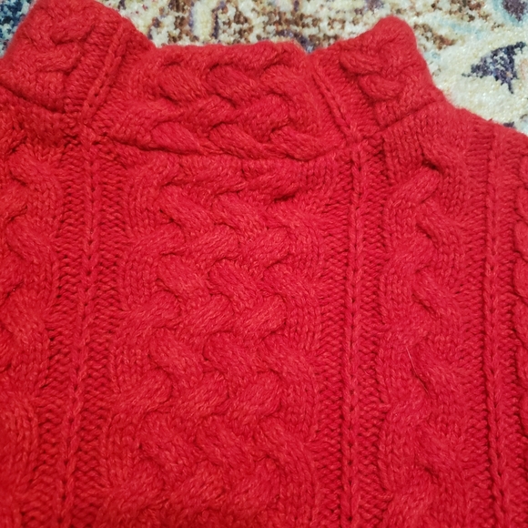 Lands' End True Red Mockneck Mixed Cable Knit Chunky Sweater Size XL - Picture 3 of 7
